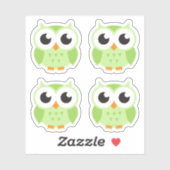 Schattigee groene uil stickers (Vel)