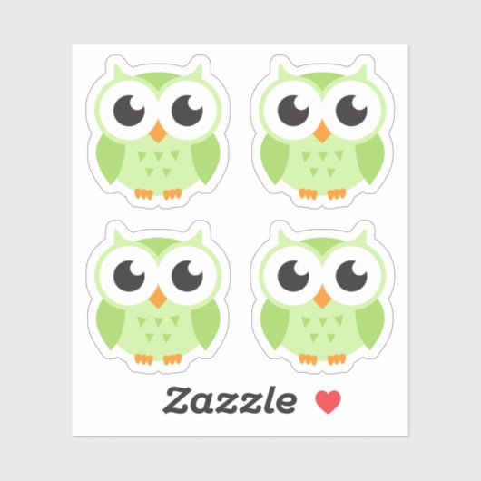 Schattigee groene uil stickers (Vel)