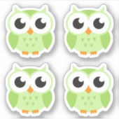 Schattigee groene uil stickers (Voorkant)