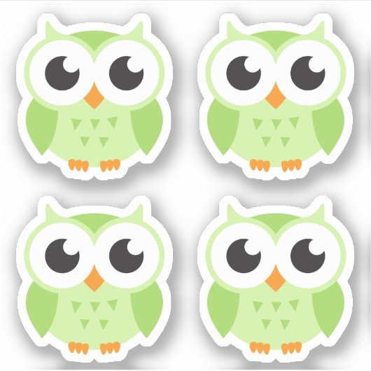 Schattigee groene uil stickers (Voorkant)