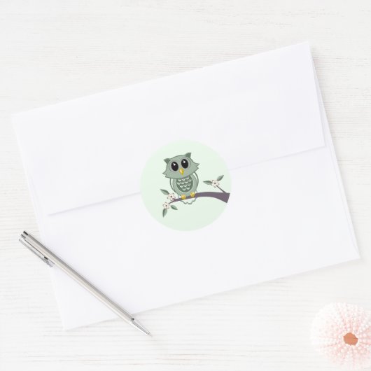 Schattigee groene uil Stickers (Envelop)