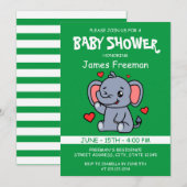 Schattigee Groene Vector Boy Elephant Baby shower Kaart (Voorkant / Achterkant)