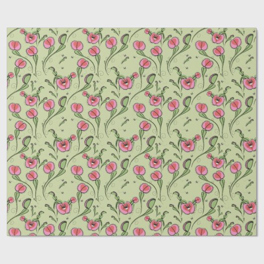 Schattigee groene venusvliegenval vast op je liefd cadeaupapier (Vlak)