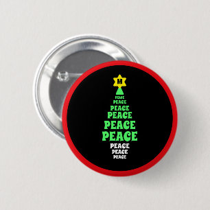 Schattigee Groene Vrede Kerstboom Single Initiaal Ronde Button 5,7 Cm