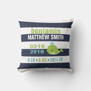 Schattigee groene walvis decoratieve kwekerij kussen