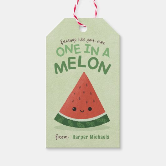 Schattigee Groene Watermeloen School Classroom Val Cadeaulabel (Voorkant)