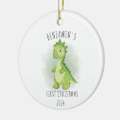 Schattigee Groene Waterverf Dinosaurus Eerste Kers Keramisch Ornament (Links)