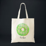 Schattigee Groene Waterverf Donut met Sprinkles Cu Tote Bag<br><div class="desc">Schattigee Groene Waterverf Donut met Sprinkles Custom Canvas tas |  canvas tas met waterverf groene moer met kleurrijke sproeiers. Deze leuke donut canvas tas zal perfect zijn als een persoonlijk geschenk. Personaliseer door een naam of korte zin toe te voegen. Andere donut kleuren zijn beschikbaar.</div>
