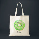 Schattigee Groene Waterverf Donut met Sprinkles Cu Tote Bag<br><div class="desc">Schattigee Groene Waterverf Donut met Sprinkles Custom Canvas tas |  canvas tas met waterverf groene moer met kleurrijke sproeiers. Deze leuke donut canvas tas zal perfect zijn als een persoonlijk geschenk. Personaliseer door een naam of korte zin toe te voegen. Andere donut kleuren zijn beschikbaar.</div>