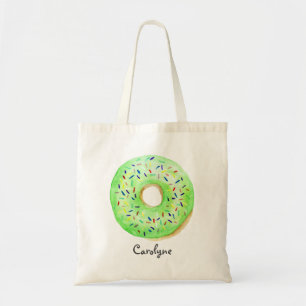 Schattigee Groene Waterverf Donut met Sprinkles Cu Tote Bag
