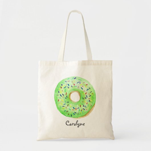Schattigee Groene Waterverf Donut met Sprinkles Cu Tote Bag (Voorkant)
