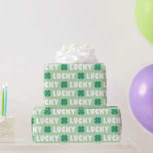Schattigee groene witte Lucky Clover Cadeaupapier