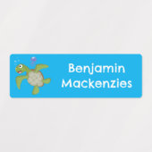 Schattigee groene zee schildpad Happy cartoon gepe Labels (Design 2)