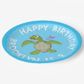 Schattigee groene zee schildpad Happy cartoon gepe Papieren Bordje (Gekanteld)
