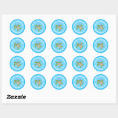 Schattigee groene zee schildpad Happy cartoon gepe Ronde Sticker (Vel)
