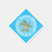 Schattigee groene zee schildpad Happy cartoon gepe Servet (Hoek)