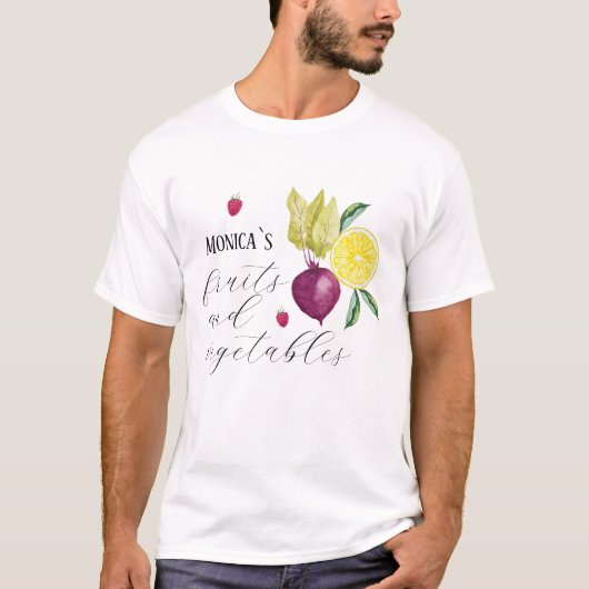 Schattigee Groenten en Fruit Monogrammed T-shirt (Voorkant)