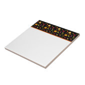 Schattigee groenten zwart patroon tegeltje (Zijkant)