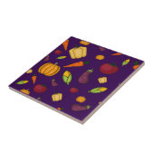 Schattigee groentepatroon paarse tegeltje (Zijkant)