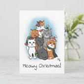Schattigee Groep Afbeelding van Cartoon Katten Feestdagenkaart (Staand voorkant)