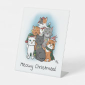 Schattigee Groep Afbeelding van Cartoon Katten Reclamebord Met Voetstuk (Voorkant)