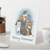 Schattigee Groep Afbeelding van Cartoon Katten Reclamebord Met Voetstuk (Insitu)