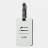 Schattigee grootogige uil met een kop koffie bagagelabel (Achterkant verticaal)