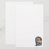 Schattigee grootogige uil met een kop koffie briefpapier (Voorkant / Achterkant)