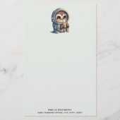 Schattigee grootogige uil met een kop koffie briefpapier (Voorkant)