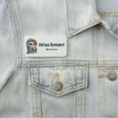 Schattigee grootogige uil met een kop koffie naamplaatje (In situ)