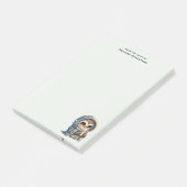 Schattigee grootogige uil met een kop koffie post-it® notes (Schuin)