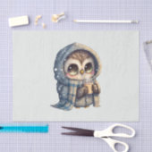 Schattigee grootogige uil met een kop koffie tissuepapier (Craft)