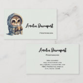 Schattigee grootogige uil met een kop koffie visitekaartje (Voorkant / Achterkant)