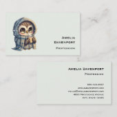 Schattigee grootogige uil met een kop koffie visitekaartje (Voorkant / Achterkant)