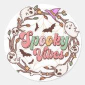 Schattigee Groovy Ghost, spooky vibes, halloween Ronde Sticker (Voorkant)