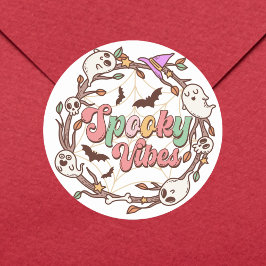 Schattigee Groovy Ghost, spooky vibes, halloween Ronde Sticker