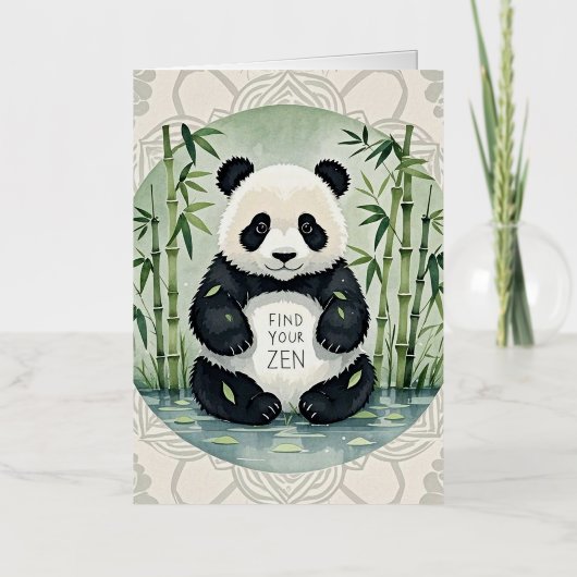 Schattigee Grote Chubby panda zittend in een lotus Folie Wenskaart (Voorkant)