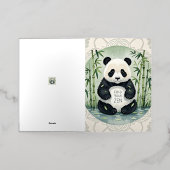 Schattigee Grote Chubby panda zittend in een lotus Folie Wenskaart (Buiten Laag)