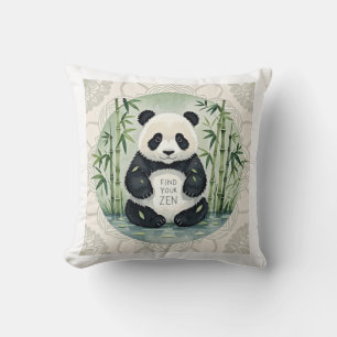 Schattigee Grote Chubby panda zittend in een lotus Kussen