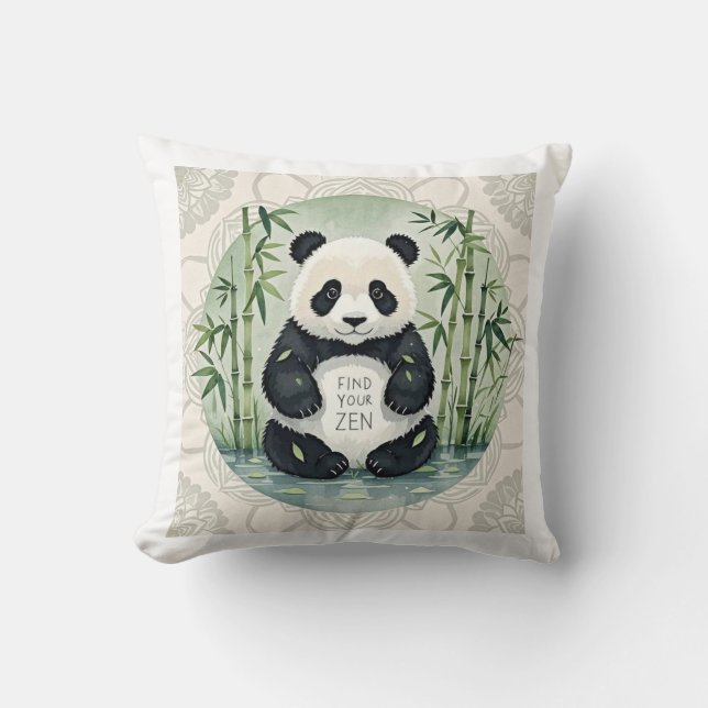 Schattigee Grote Chubby panda zittend in een lotus Kussen (Voorkant)
