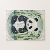Schattigee Grote Chubby panda zittend in een lotus Legpuzzel (Horizontaal)