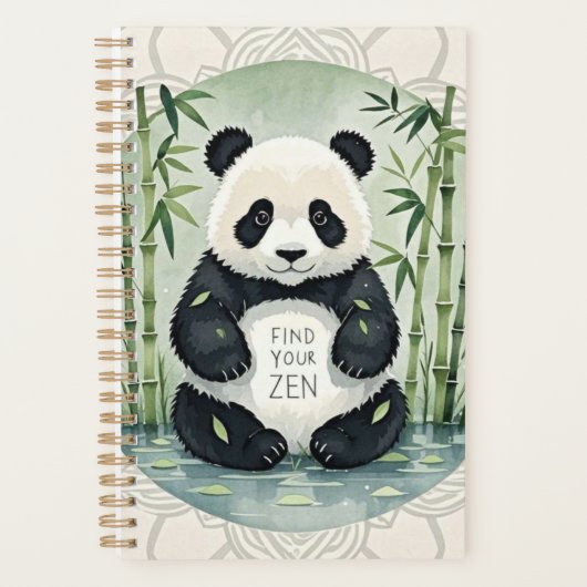 Schattigee Grote Chubby panda zittend in een lotus Planner (Voorkant)