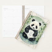 Schattigee Grote Chubby panda zittend in een lotus Planner (Display)