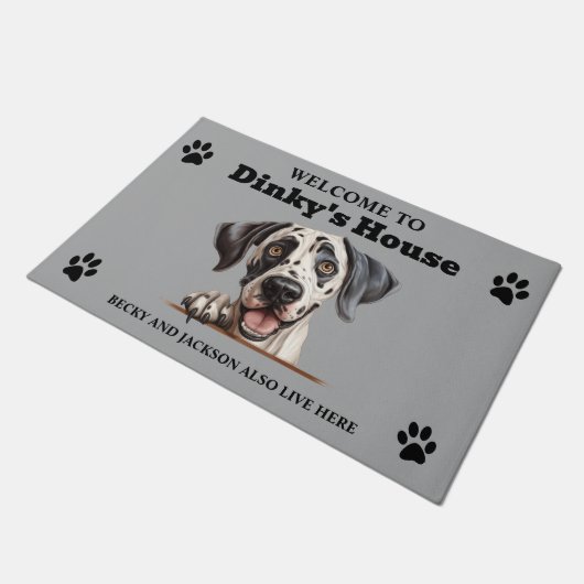 Schattigee Grote Deen Dog Foto Deurmat (Schuin)