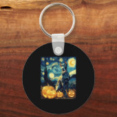 Schattigee Grote Deen Hond Halloween Jack O Lanter Sleutelhanger (Voorkant)