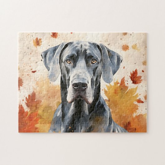 Schattigee Grote Deen Hond/Herfst/Herfst Legpuzzel (Horizontaal)