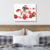 Schattigee Grote Deen Hond Kerstman Canvas Afdruk (Insitu (Slaapkamer))