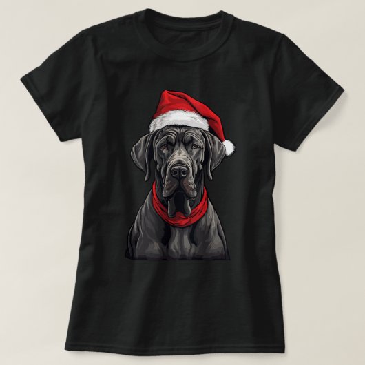 Schattigee Grote Deen Kerstverlichting Santa Hat x T-shirt (Design voorkant)