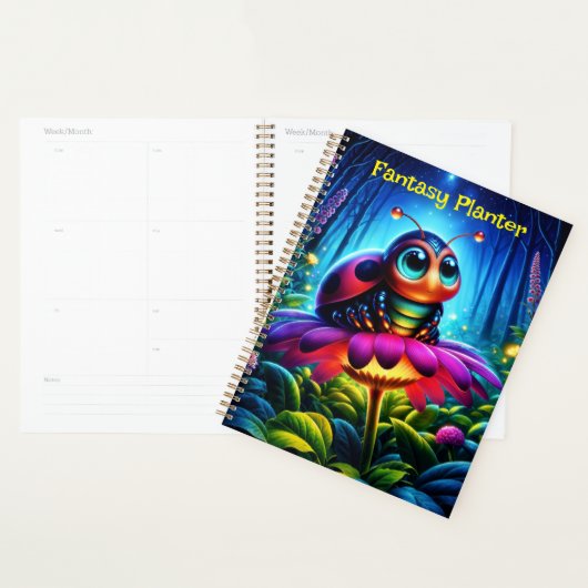 Schattigee grote ogen lieveheersbeestje met een my planner (Display)