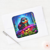 Schattigee grote ogen lieveheersbeestje met een my vierkante sticker (Envelop)